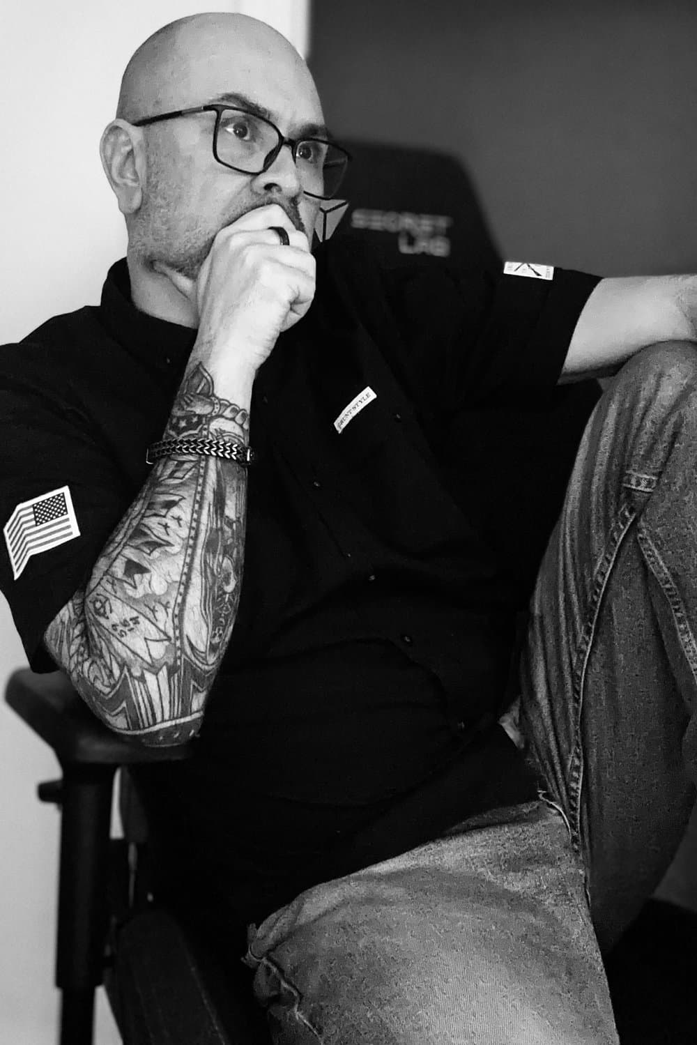 Christopher Mann, black and white portrait